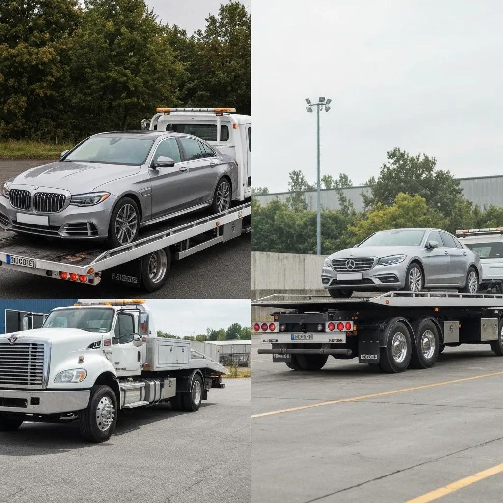 A visual comparison highlighting the differences between flatbed towing and wheel-lift towing methods for vehicles.