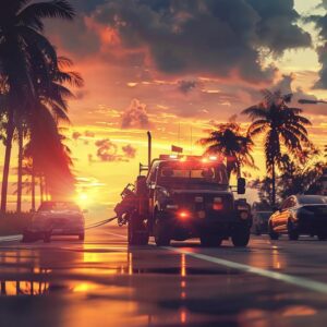 Tow truck arriving for quick vehicle assistance in Homestead, showcasing emergency towing services