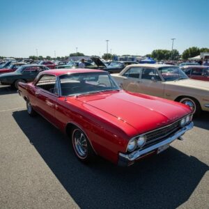 A classic car being carefully loaded onto a flatbed tow truck, showcasing secure and damage-free transport methods