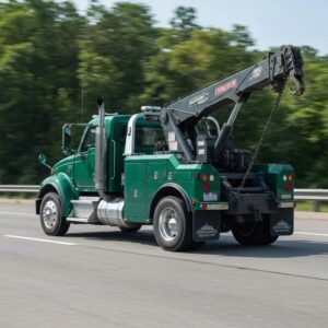 Tow truck on a Florida highway, highlighting towing safety regulations